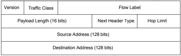 Figure 1 - Mandatory fields of IPv6 header