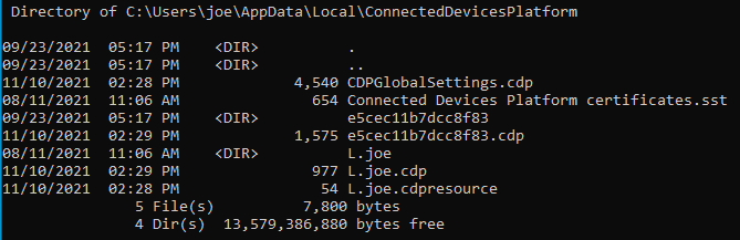 Picture 4: Content of folder ConnectedDevicesPlatform